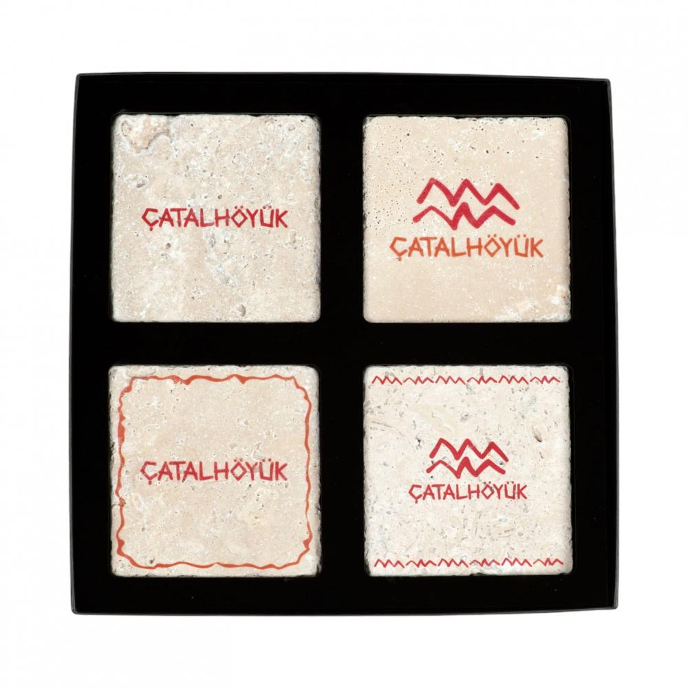 Çatalhöyük Koleksiyonu Traverten Bardak Altlığı